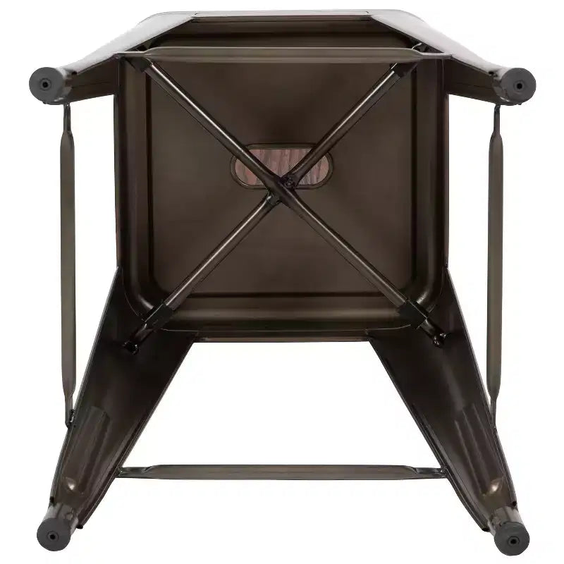 Flash Furniture 24 High Metal Counter-Height, Indoor Bar Stool with Wood Seat - Stackable Set of 4
