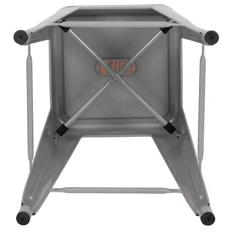 Flash Furniture 24 High Metal Counter-Height, Indoor Bar Stool with Wood Seat - Stackable Set of 4