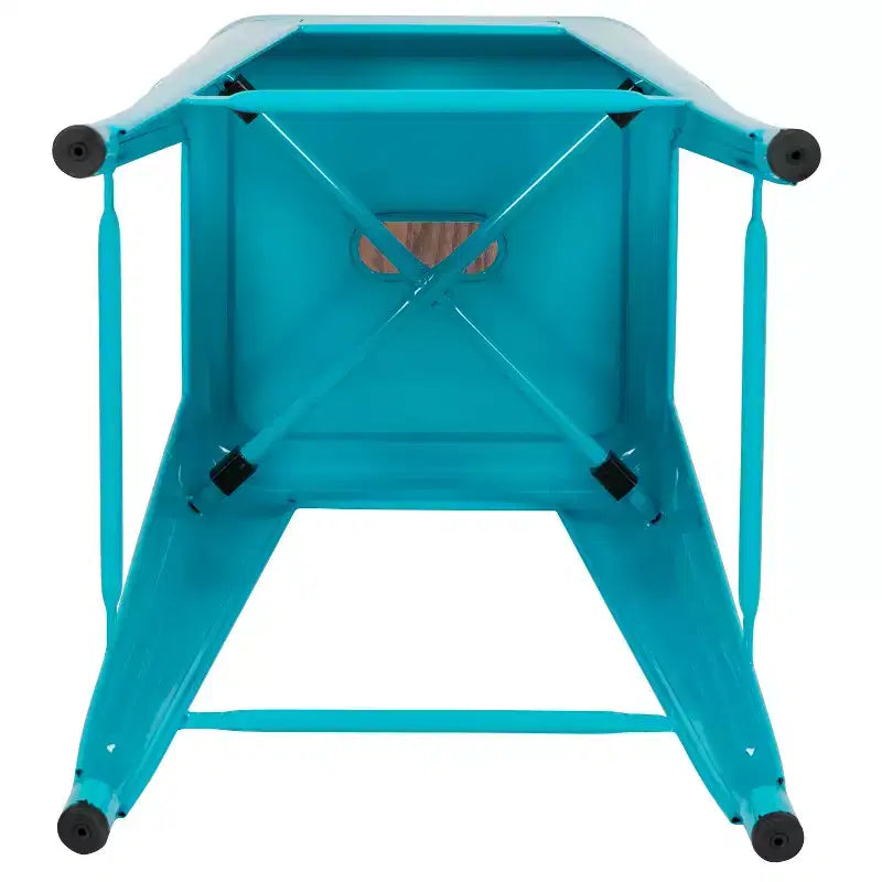 Flash Furniture 24 High Metal Counter-Height, Indoor Bar Stool with Wood Seat - Stackable Set of 4