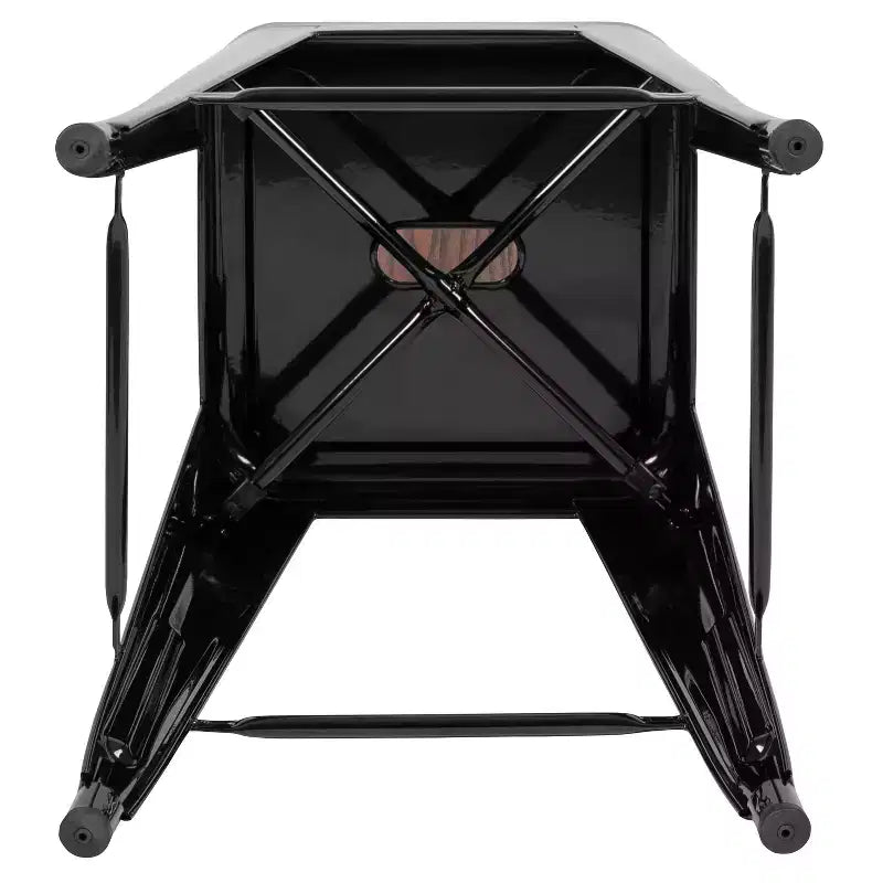 Flash Furniture 24 High Metal Counter-Height, Indoor Bar Stool with Wood Seat - Stackable Set of 4