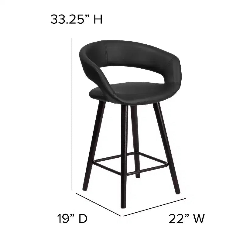 Flash Furniture Brynn Series 24'' High Contemporary Vinyl Rounded Back Counter Height Stool with Cappuccino Wood Frame