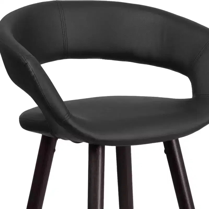Flash Furniture Brynn Series 24'' High Contemporary Vinyl Rounded Back Counter Height Stool with Cappuccino Wood Frame