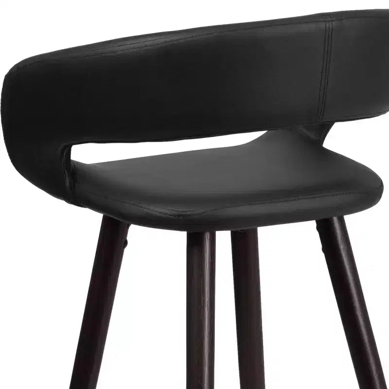 Flash Furniture Brynn Series 24'' High Contemporary Vinyl Rounded Back Counter Height Stool with Cappuccino Wood Frame