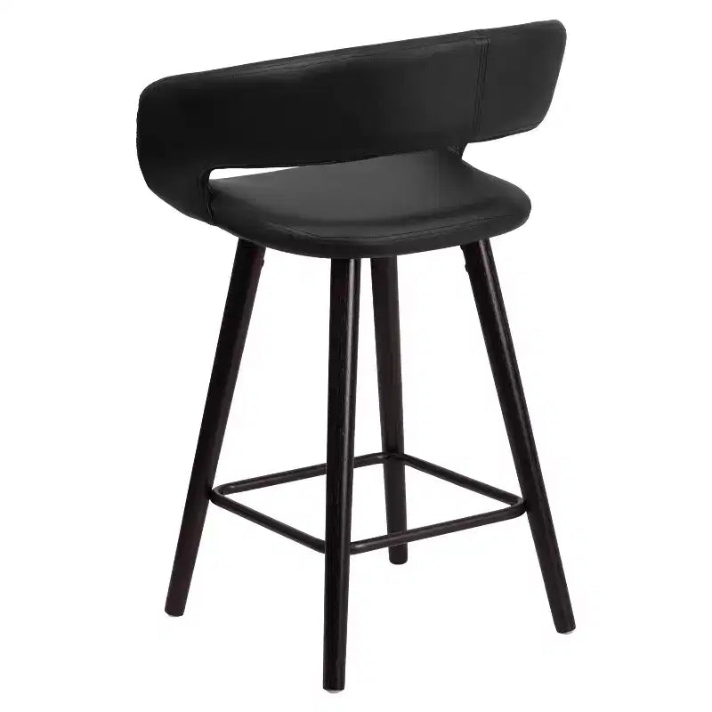 Flash Furniture Brynn Series 24'' High Contemporary Vinyl Rounded Back Counter Height Stool with Cappuccino Wood Frame