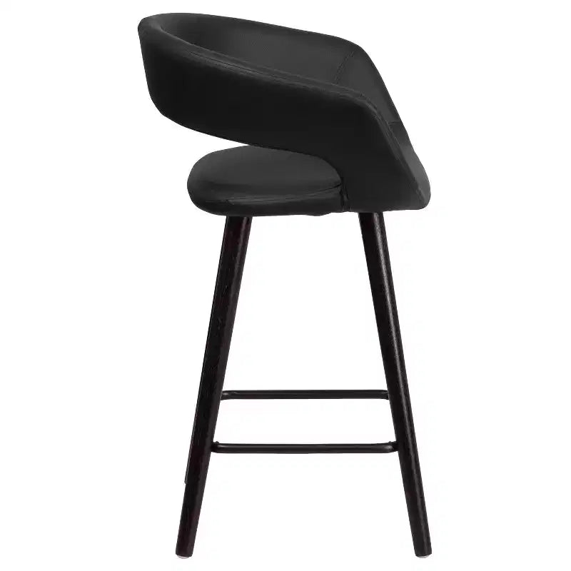 Flash Furniture Brynn Series 24'' High Contemporary Vinyl Rounded Back Counter Height Stool with Cappuccino Wood Frame