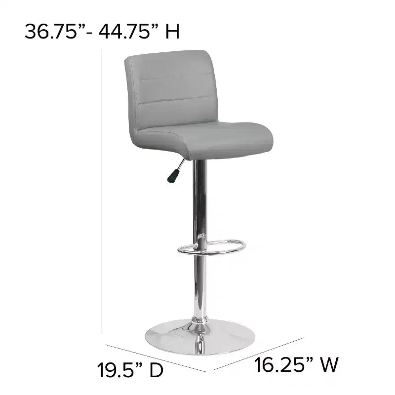 Flash Furniture Contemporary Vinyl Adjustable Height Barstool with Rolled Seat and Chrome Base