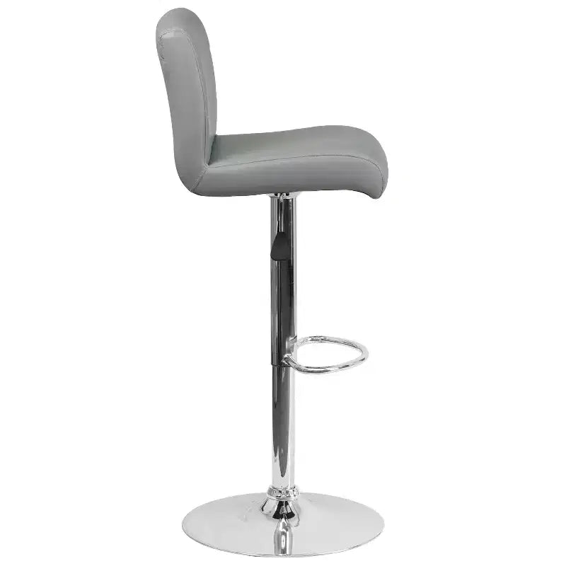 Flash Furniture Contemporary Vinyl Adjustable Height Barstool with Rolled Seat and Chrome Base