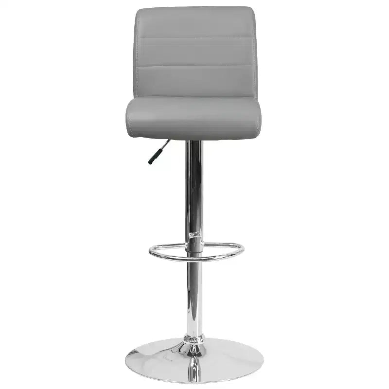 Flash Furniture Contemporary Vinyl Adjustable Height Barstool with Rolled Seat and Chrome Base