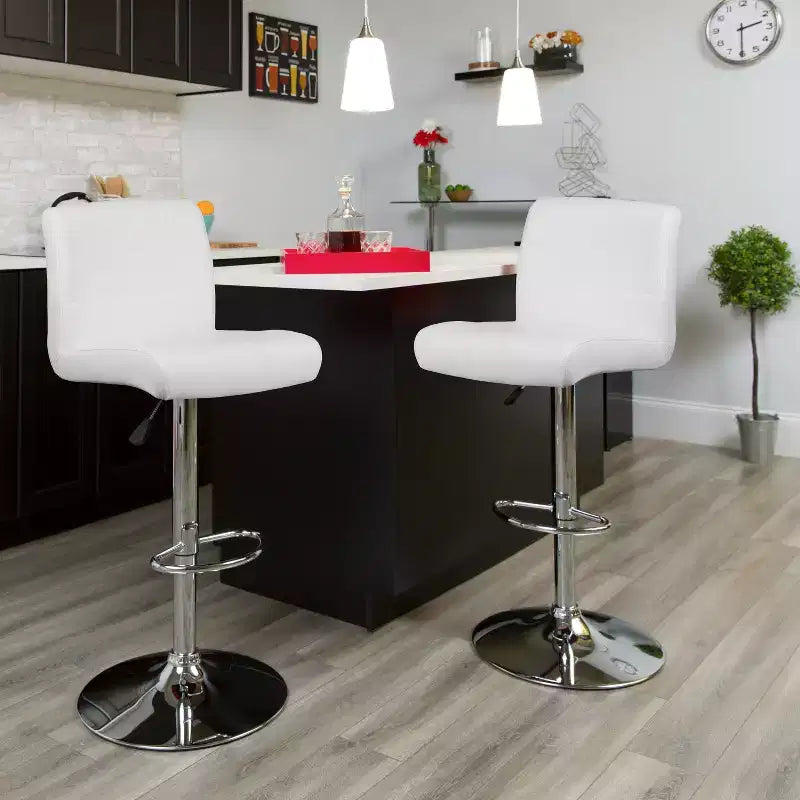 Flash Furniture Contemporary Vinyl Adjustable Height Barstool with Rolled Seat and Chrome Base