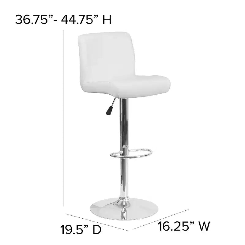 Flash Furniture Contemporary Vinyl Adjustable Height Barstool with Rolled Seat and Chrome Base