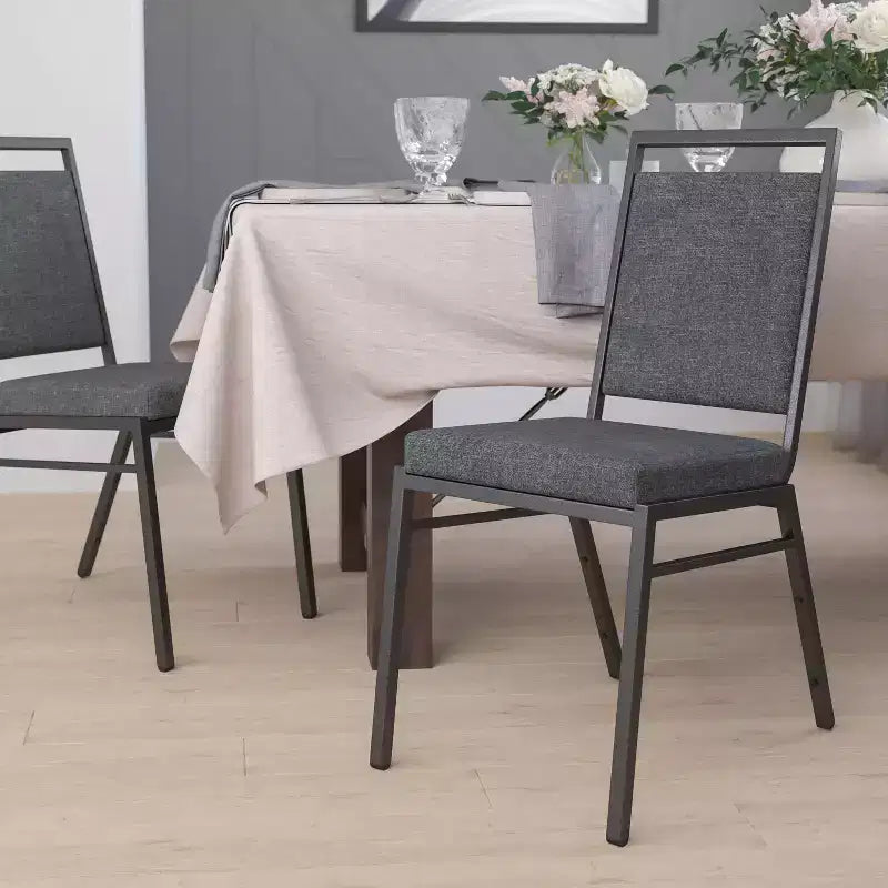 Flash Furniture HERCULES Series Square Back Stacking Banquet Chair with Silvervein Frame