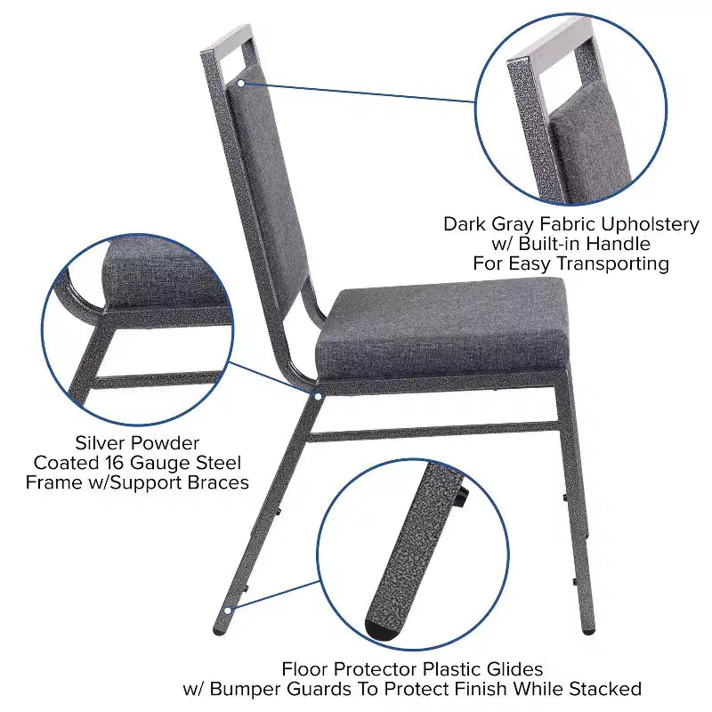 Flash Furniture HERCULES Series Square Back Stacking Banquet Chair with Silvervein Frame