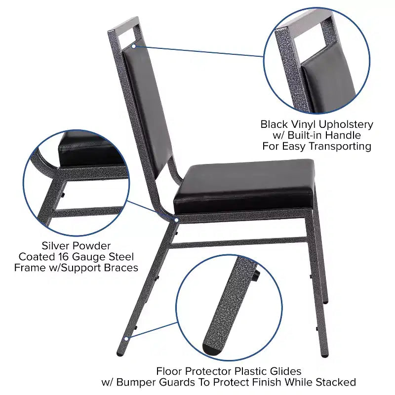 Flash Furniture HERCULES Series Square Back Stacking Banquet Chair with Silvervein Frame