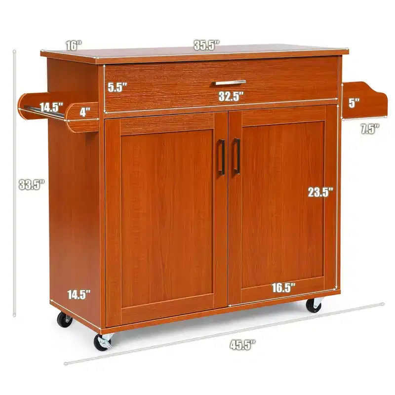 Costway Rolling Kitchen Island Cart Storage Cabinet w/ Towel & Spice Rack White\Black\Cherry\Gray