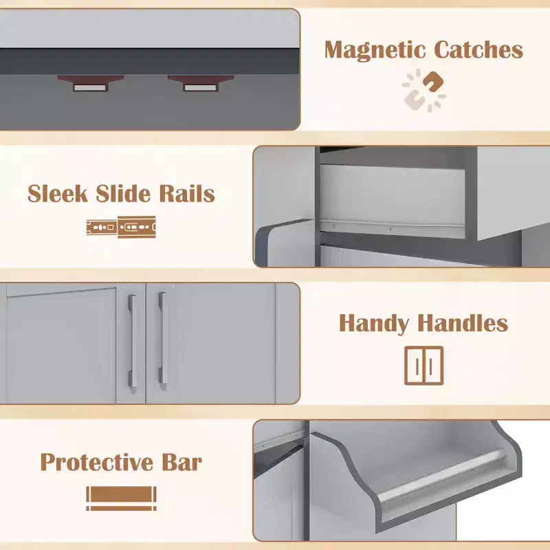 Costway Rolling Kitchen Island Cart Storage Cabinet w/ Towel & Spice Rack White\Black\Cherry\Gray