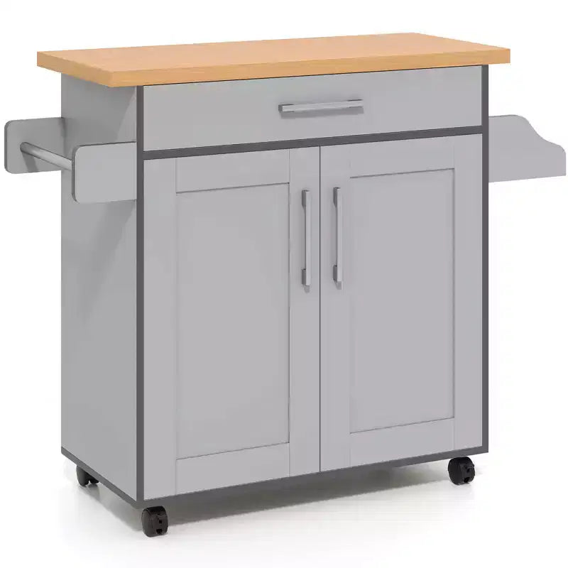 Costway Rolling Kitchen Island Cart Storage Cabinet w/ Towel & Spice Rack White\Black\Cherry\Gray