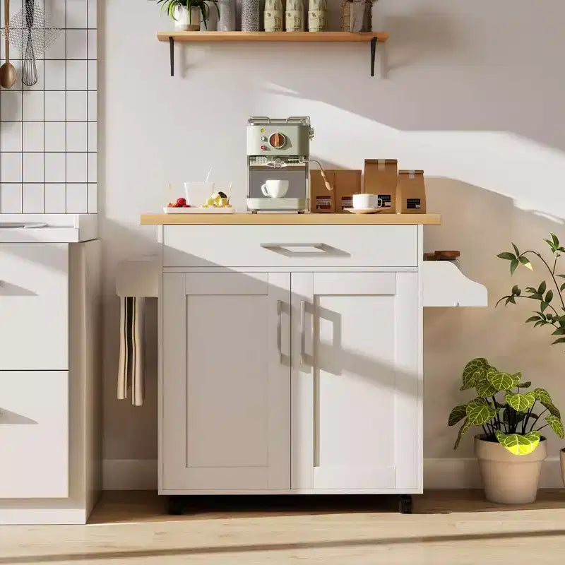 Costway Rolling Kitchen Island Cart Storage Cabinet w/ Towel & Spice Rack White\Black\Cherry\Gray