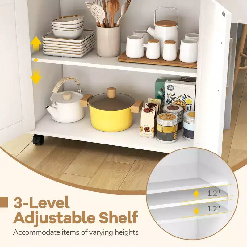 Costway Rolling Kitchen Island Cart Storage Cabinet w/ Towel & Spice Rack White\Black\Cherry\Gray