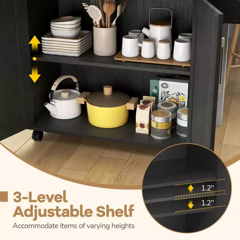 Costway Rolling Kitchen Island Cart Storage Cabinet w/ Towel & Spice Rack White\Black\Cherry\Gray