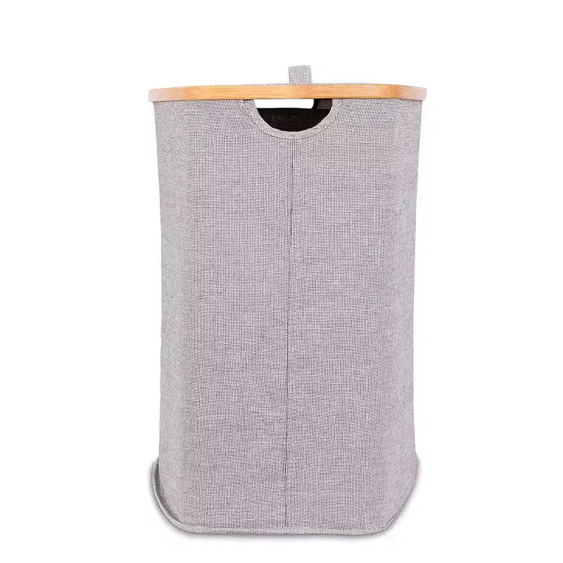 BirdRock Home Divided Bamboo & Canvas Hamper - Grey