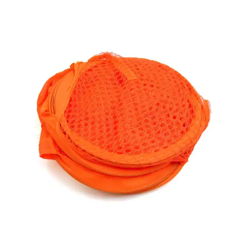 Unique Bargains Mesh Bag Foldable Dirty Clothes Storage Laundry Basket Organizer Orange 19.68 Height