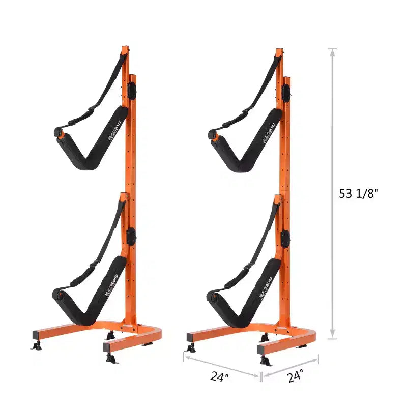 Kayak Storage Rack - Two 53 1/8-in Freestanding Kayak Stands with Dual Arms and Adjustable Straps - Holds 2 Canoes, SUP, Paddleboards by RAD Sportz