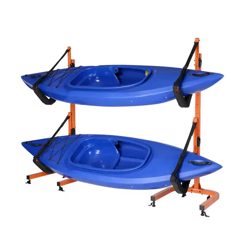 Kayak Storage Rack - Two 53 1/8-in Freestanding Kayak Stands with Dual Arms and Adjustable Straps - Holds 2 Canoes, SUP, Paddleboards by RAD Sportz