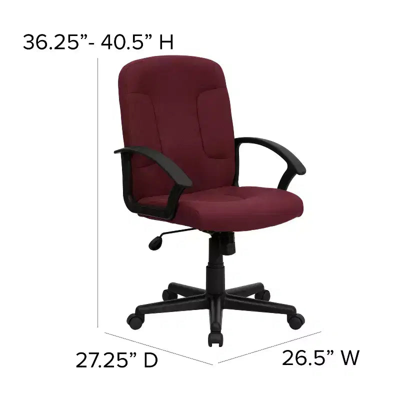 Emma and Oliver Mid-Back Fabric Executive Swivel Office Chair with Nylon Arms
