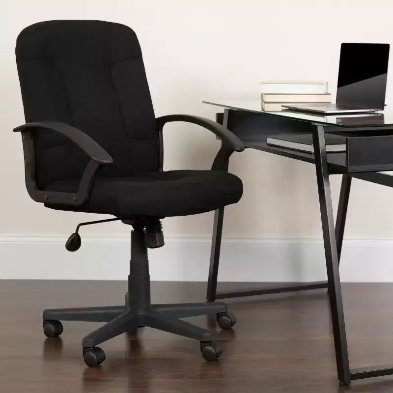 Emma and Oliver Mid-Back Fabric Executive Swivel Office Chair with Nylon Arms