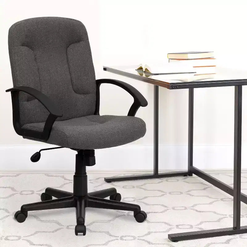Emma and Oliver Mid-Back Fabric Executive Swivel Office Chair with Nylon Arms