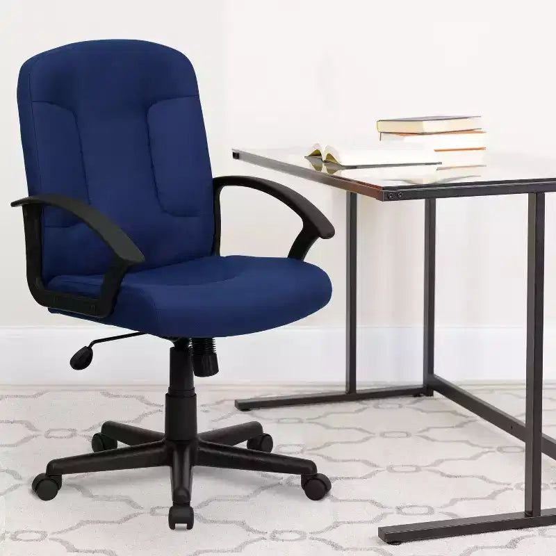 Emma and Oliver Mid-Back Fabric Executive Swivel Office Chair with Nylon Arms