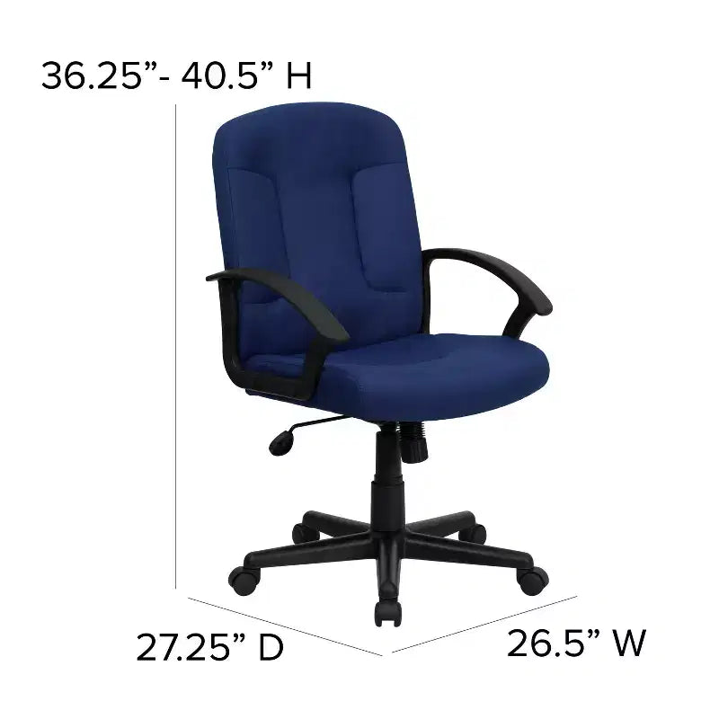 Emma and Oliver Mid-Back Fabric Executive Swivel Office Chair with Nylon Arms
