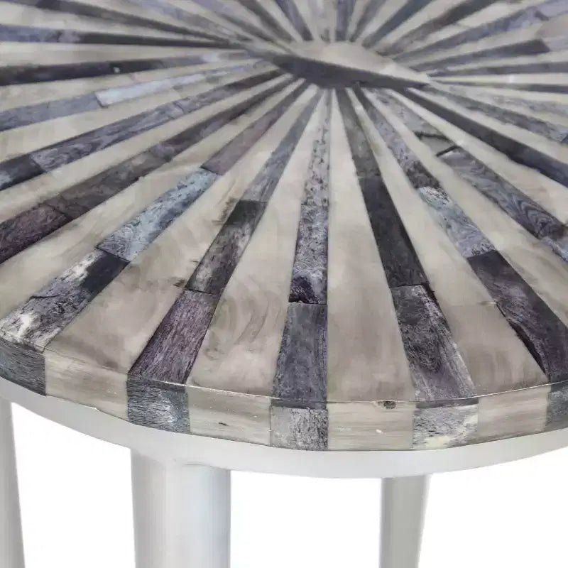 Coast to Coast Accents Hannibal Modern Iron Round Accent Table 14 for Silver Gray Pinwheel Tabletop for Living Room Bedroom Bedside Entryway Office