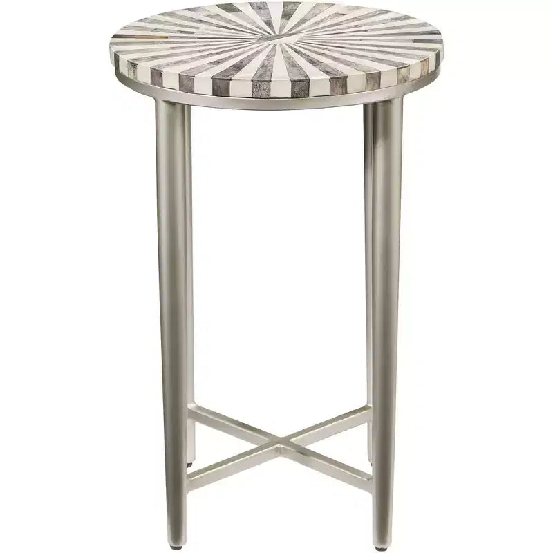 Coast to Coast Accents Hannibal Modern Iron Round Accent Table 14 for Silver Gray Pinwheel Tabletop for Living Room Bedroom Bedside Entryway Office