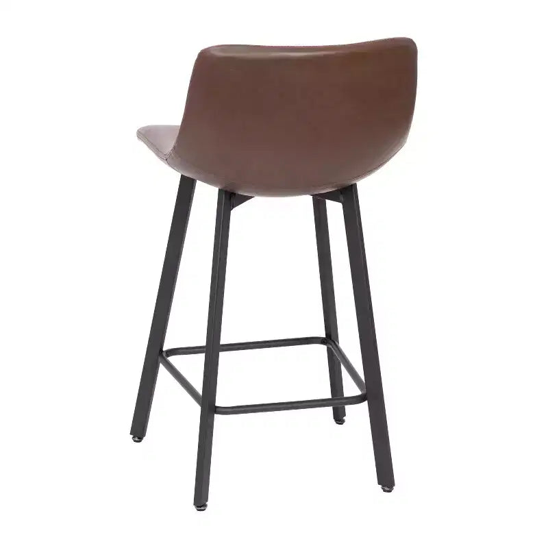 Emma and Oliver Set of Two 24 Modern Upholstered Barstools, Matte Metal Frames and Plastic Floor Glides