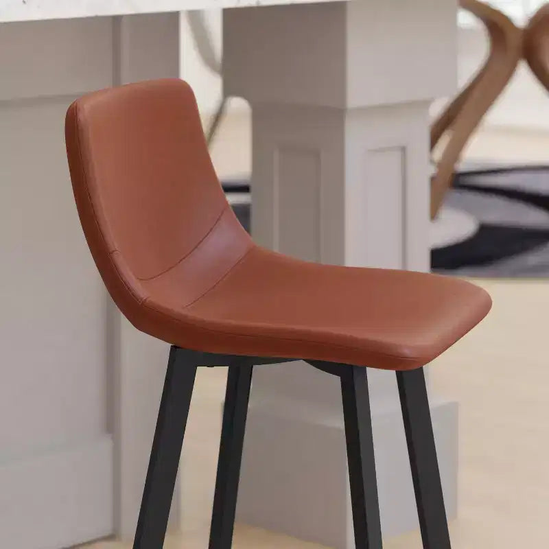 Emma and Oliver Set of Two 24 Modern Upholstered Barstools, Matte Metal Frames and Plastic Floor Glides