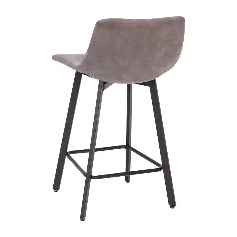 Emma and Oliver Set of Two 24 Modern Upholstered Barstools, Matte Metal Frames and Plastic Floor Glides