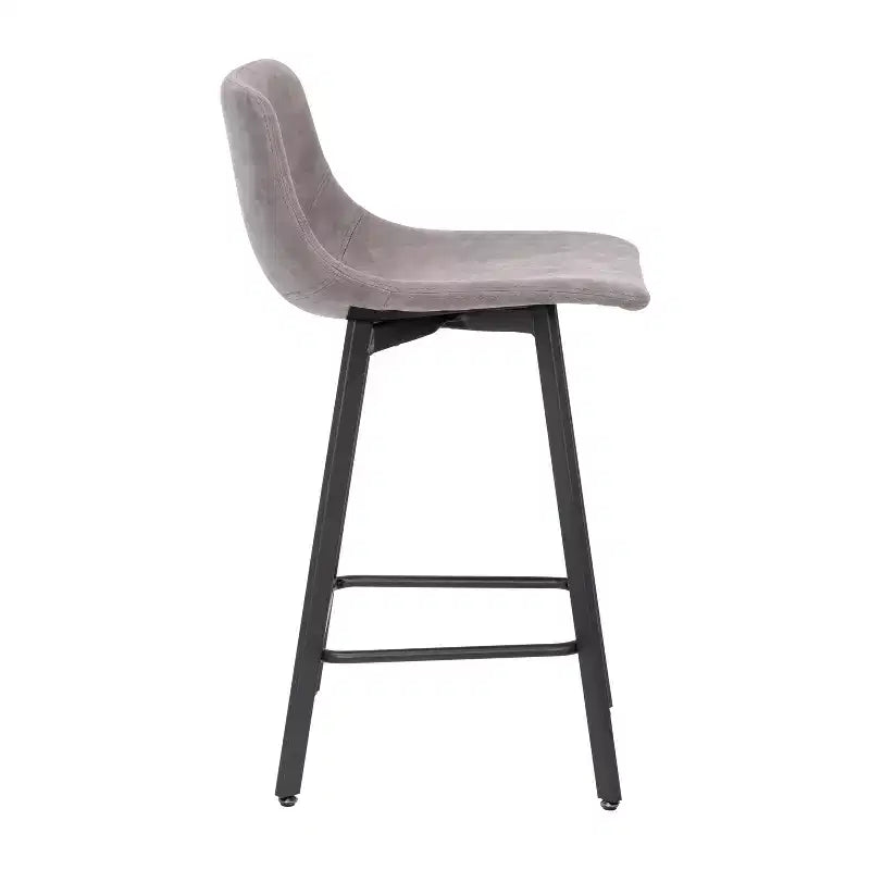 Emma and Oliver Set of Two 24 Modern Upholstered Barstools, Matte Metal Frames and Plastic Floor Glides