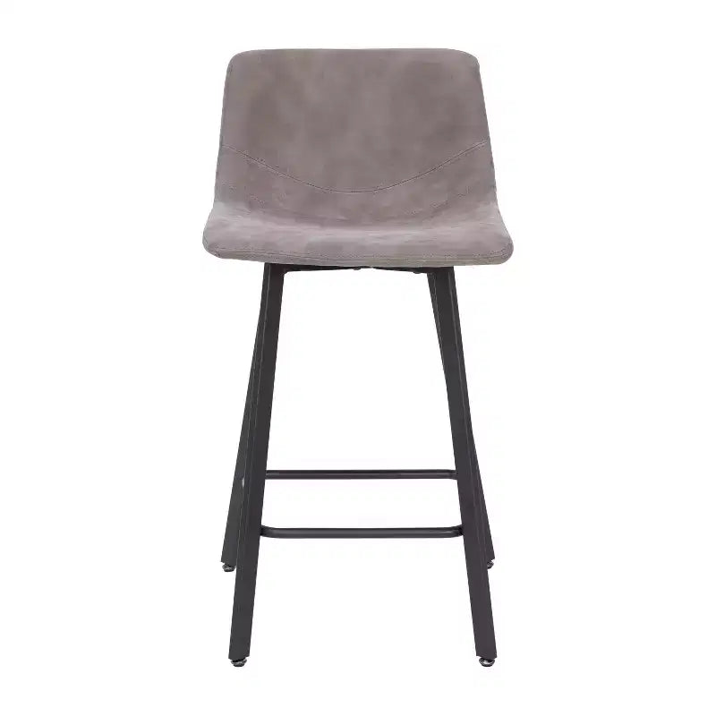 Emma and Oliver Set of Two 24 Modern Upholstered Barstools, Matte Metal Frames and Plastic Floor Glides