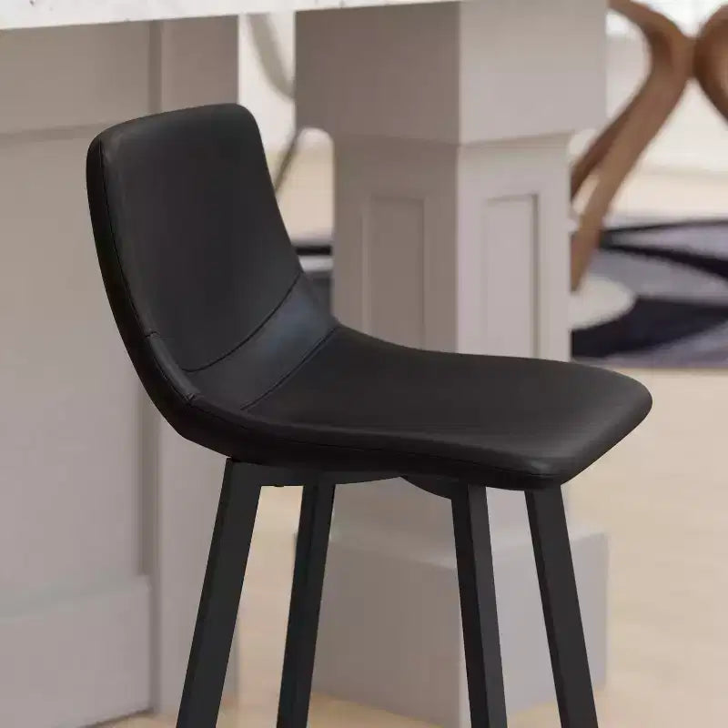 Emma and Oliver Set of Two 24 Modern Upholstered Barstools, Matte Metal Frames and Plastic Floor Glides