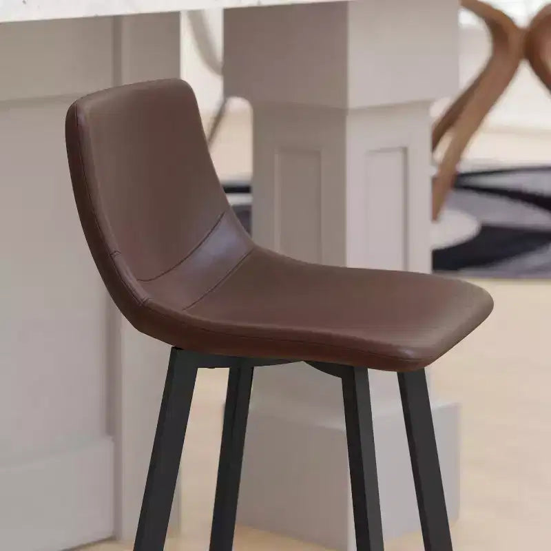 Emma and Oliver Set of Two 24 Modern Upholstered Barstools, Matte Metal Frames and Plastic Floor Glides
