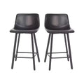 Emma and Oliver Set of Two 24 Modern Upholstered Barstools, Matte Metal Frames and Plastic Floor Glides