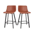 Emma and Oliver Set of Two 24 Modern Upholstered Barstools, Matte Metal Frames and Plastic Floor Glides
