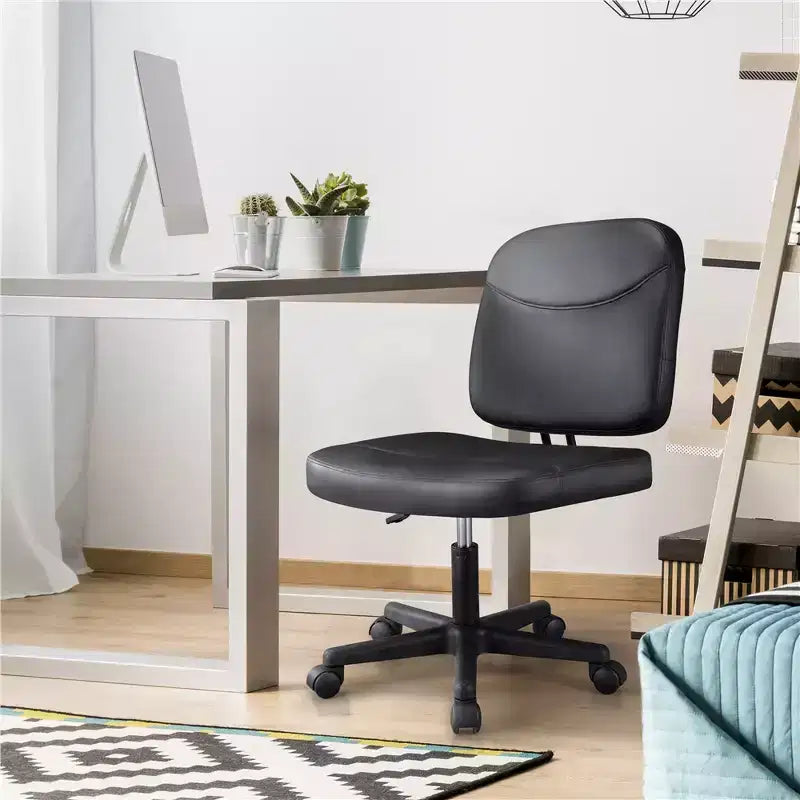 Yaheetech Armless Office Chair Mid-Back Task Chair Adjustable Desk Chair,Black