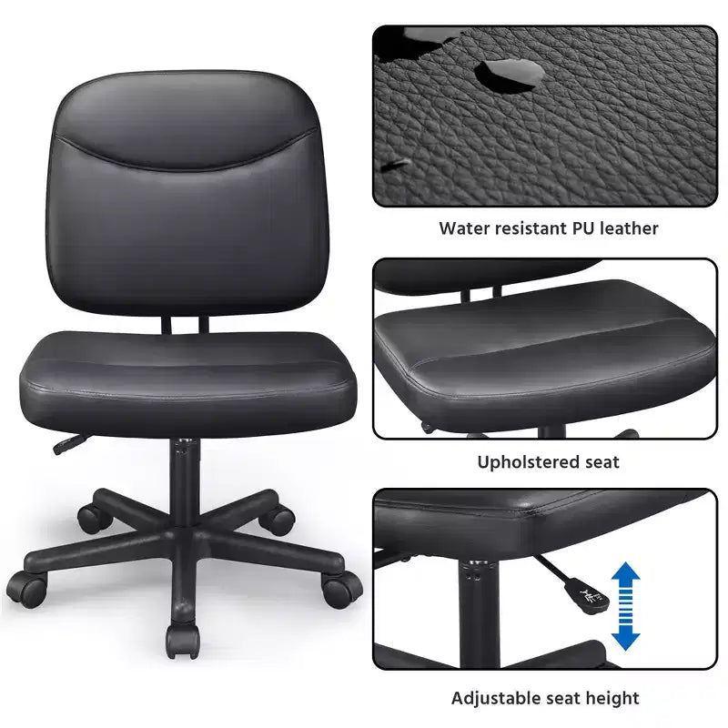 Yaheetech Armless Office Chair Mid-Back Task Chair Adjustable Desk Chair,Black