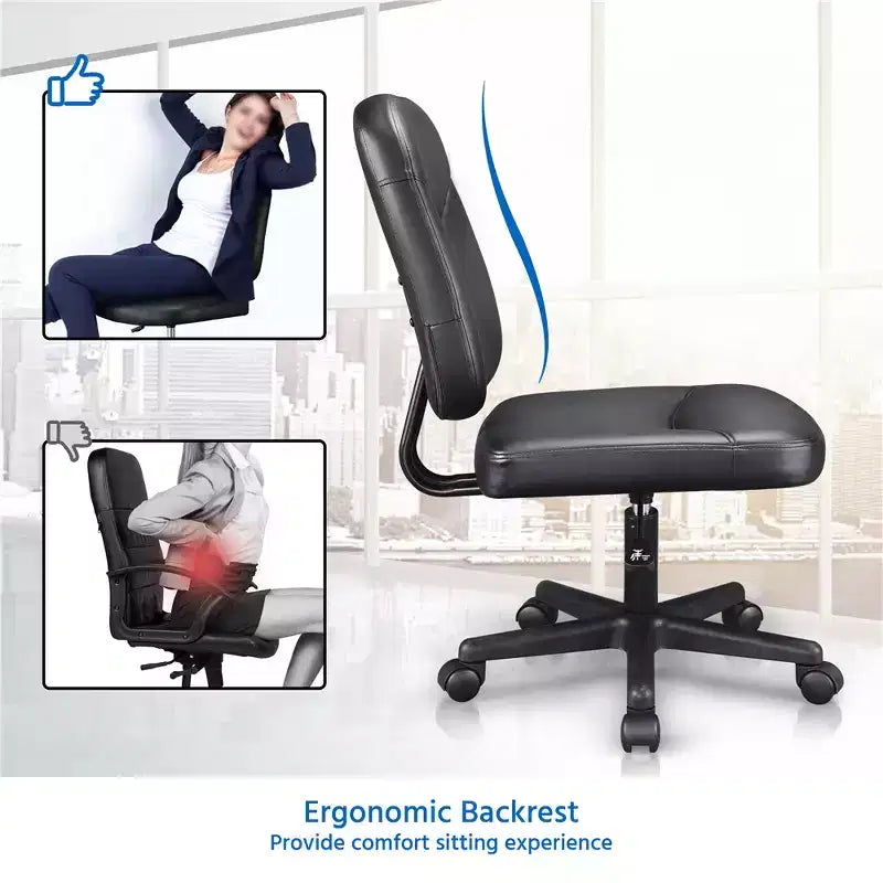 Yaheetech Armless Office Chair Mid-Back Task Chair Adjustable Desk Chair,Black