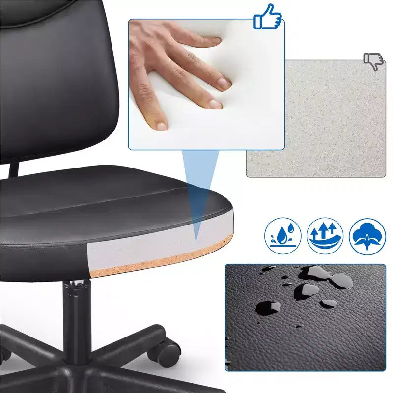 Yaheetech Armless Office Chair Mid-Back Task Chair Adjustable Desk Chair,Black