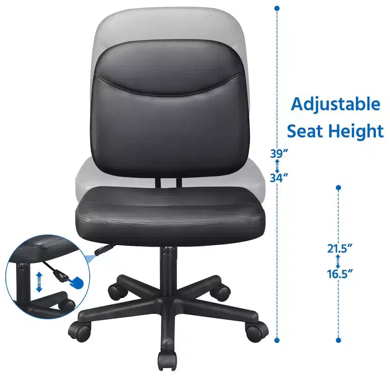 Yaheetech Armless Office Chair Mid-Back Task Chair Adjustable Desk Chair,Black