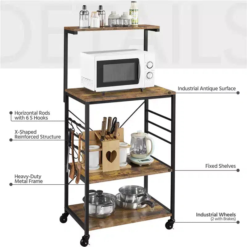 Yaheetech 50.5H Kitchen Baker's Rack with Side Hooks