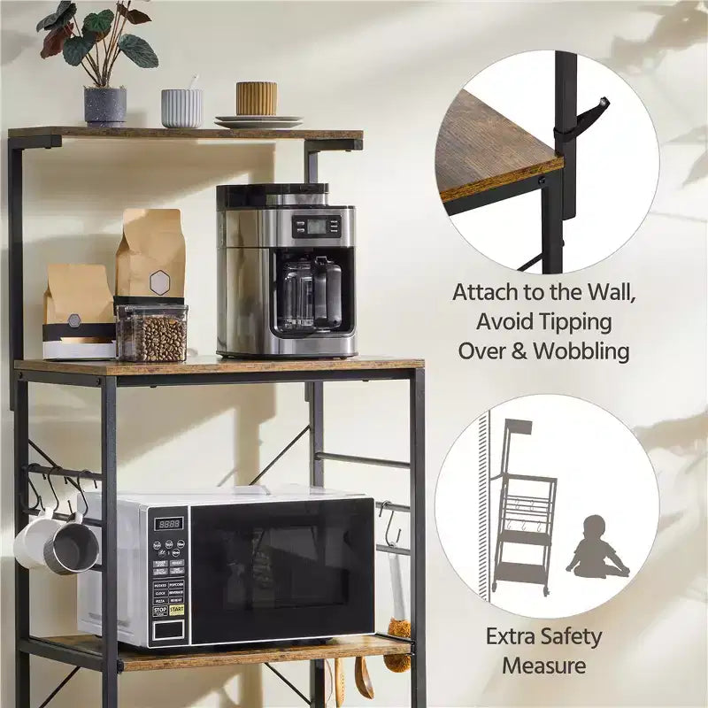 Yaheetech 50.5H Kitchen Baker's Rack with Side Hooks